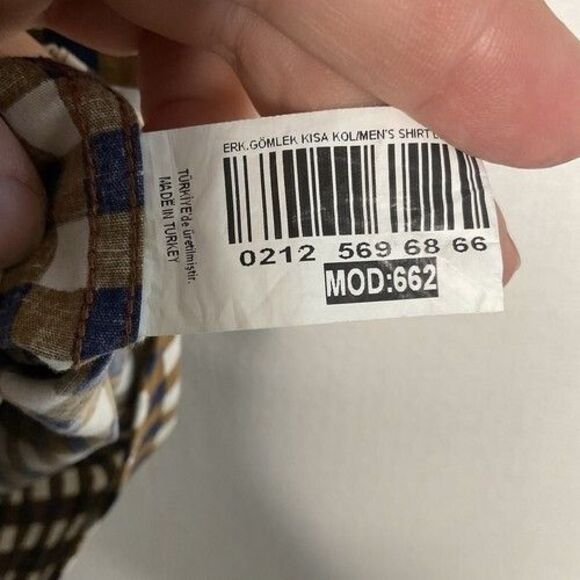 Ronaldo Long Sleeve Button Up Shirt Men Size X Large Beige/Navy Plaid Logo RND - Picture 6 of 12